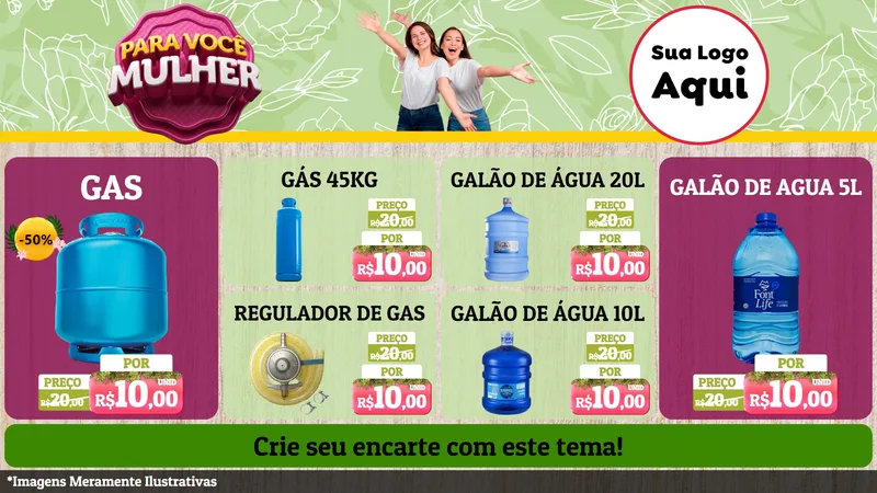 Modelo de TV para TV Horizontal com o tema Para Você Mulher para Água e gás