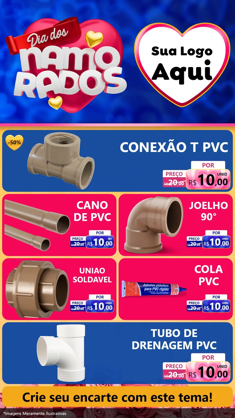 Modelo de TV para TV Vertical com o tema Dia dos namorados para Tubos e conexões