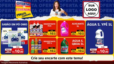 Modelo de TV para TV Horizontal com o tema Ofertas de Fevereiro - Preços Incríveis para Produtos de Limpeza