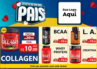 Modelo de Encarte para Encarte A4 Horizontal com o tema Oferta Do Dia Dos Pais para Suplementos alimentares