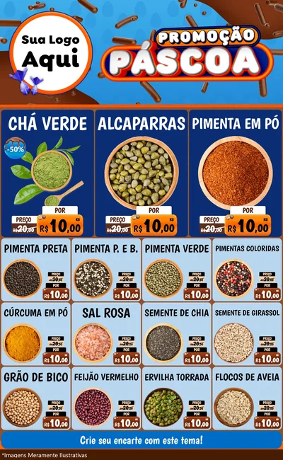 Modelo de Encarte para Encarte Grande com o tema Promoção Páscoa para Produtos Naturais