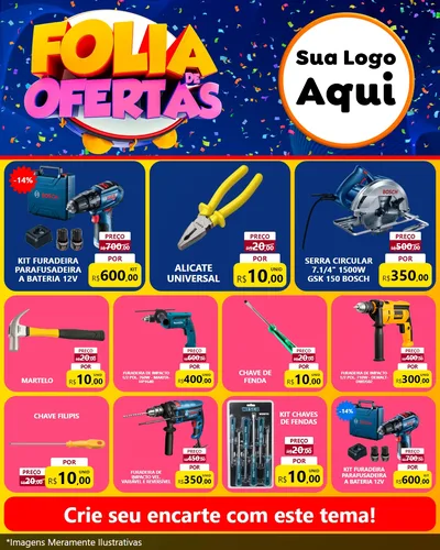 Modelo de Rede Social para Feed Instagram com o tema Folia de Ofertas para Maquinas e Ferramentas