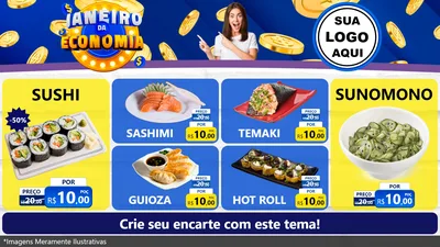 Modelo de TV para TV Horizontal com o tema Janeiro da Economia para Comida japonesa