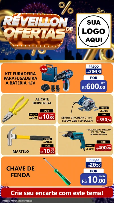 Modelo de TV para TV Vertical com o tema Réveillon de Ofertas para Maquinas e Ferramentas