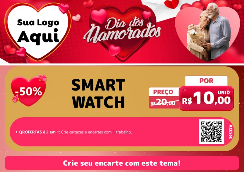 Modelo de Cartaz para Cartaz A4 Horizontal com o tema Dia Dos Namorados para Informática