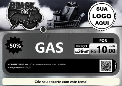 Modelo de Cartaz para Cartaz A4 Horizontal com o tema Black dos Sonhos para Água e gás