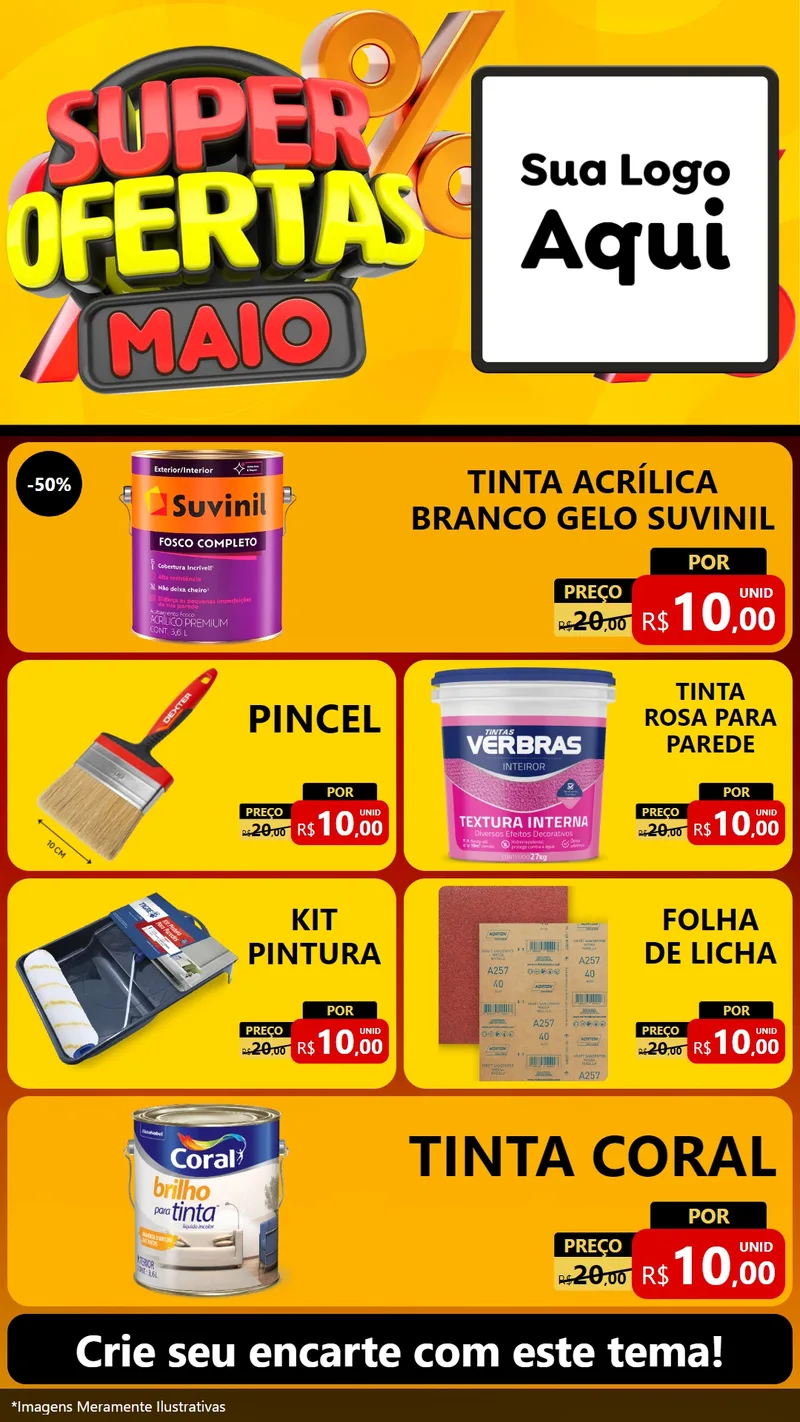Modelo de TV para TV Vertical com o tema Super Ofertas Maio para Tintas e Ferramentas