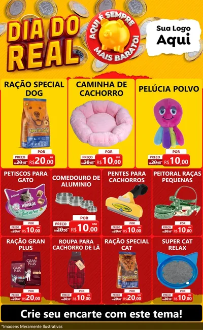 Modelo de Encarte para Encarte Grande com o tema Dia Do Real para Pet Shop