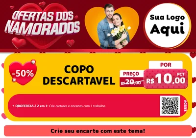 Modelo de Cartaz para Cartaz A4 Horizontal com o tema Ofertas Dos Namorados para Embalagens