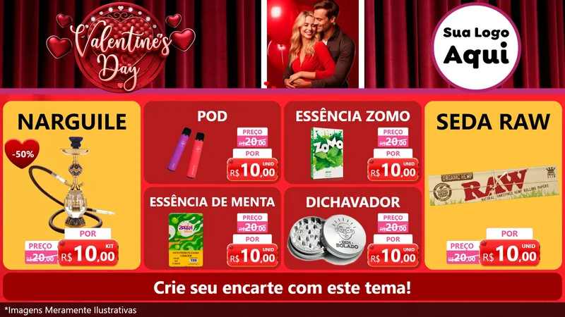 Modelo de TV para TV Horizontal com o tema Valentine's Day para Tabacaria