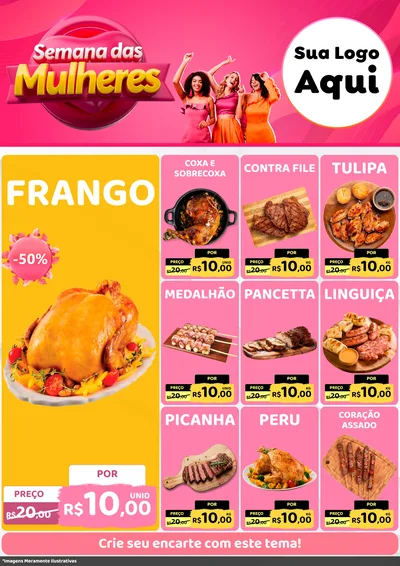 Modelo de Encarte para Encarte A4 Vertical com o tema Semana das Mulheres para Assados