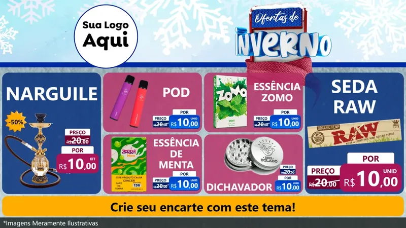 Modelo de TV para TV Horizontal com o tema Ofertas de Inverno para Tabacaria