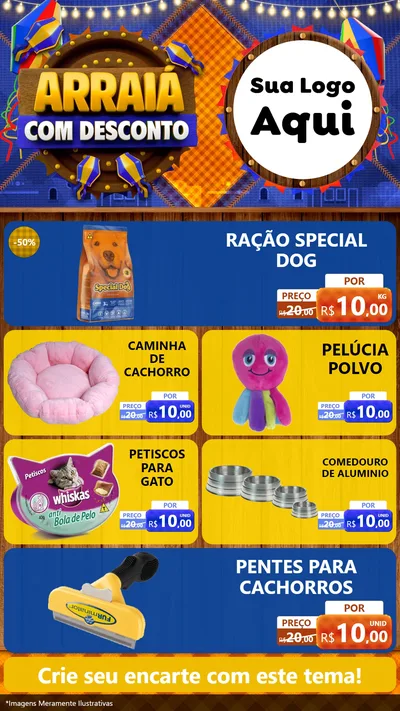 Modelo de TV para TV Vertical com o tema Arraiá Com Desconto para Pet Shop
