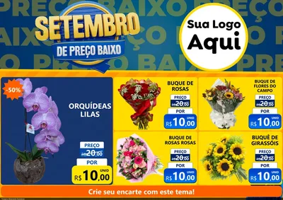 Modelo de Encarte para Encarte A4 Horizontal com o tema Setembro De Preço Baixo para Floricultura e jardim