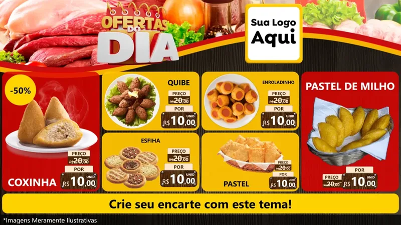 Modelo de TV para TV Horizontal com o tema Ofertas do Dia para Salgadaria