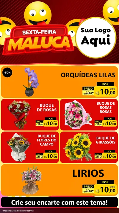 Modelo de TV para TV Vertical com o tema Sexta-feira Maluca para Floricultura e jardim