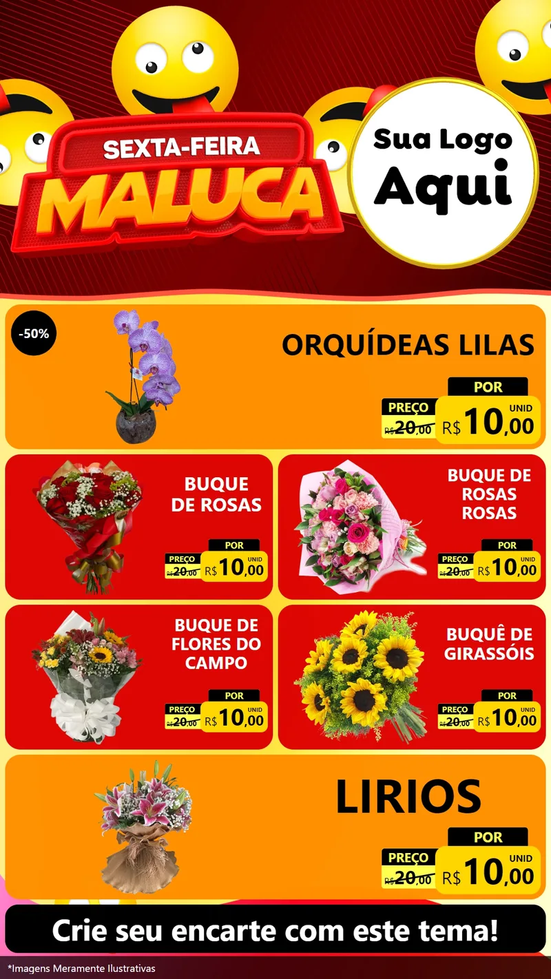 Modelo de TV para TV Vertical com o tema Sexta-feira Maluca para Floricultura e jardim