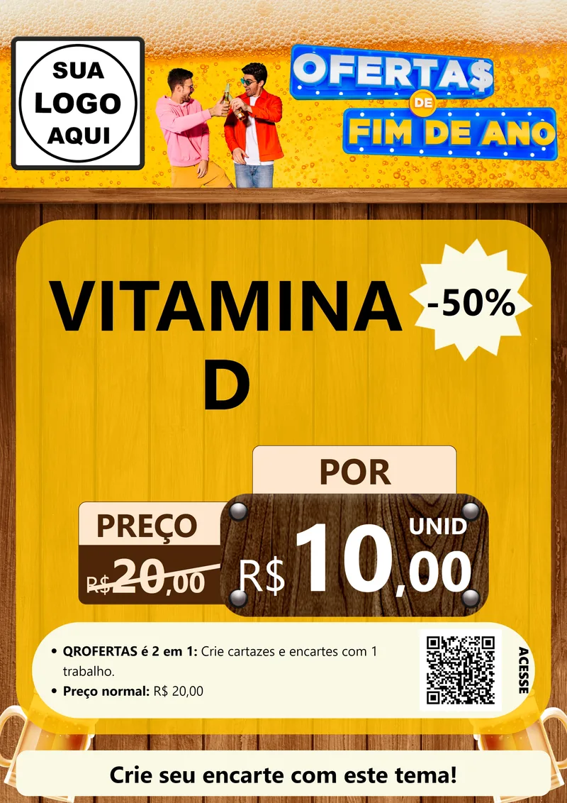 Modelo de Cartaz para Cartaz A4 Vertical com o tema Ofertas de Fim de Ano para Farmácia