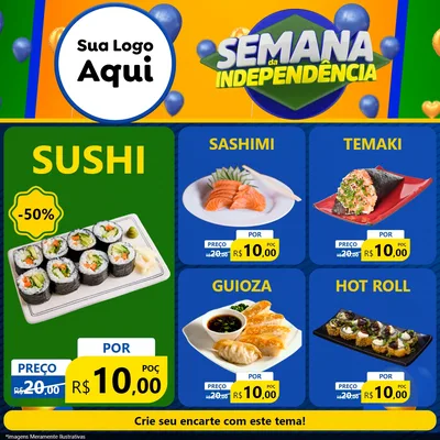Modelo de Rede Social para Feed Facebook com o tema Semana da Independência para Comida japonesa