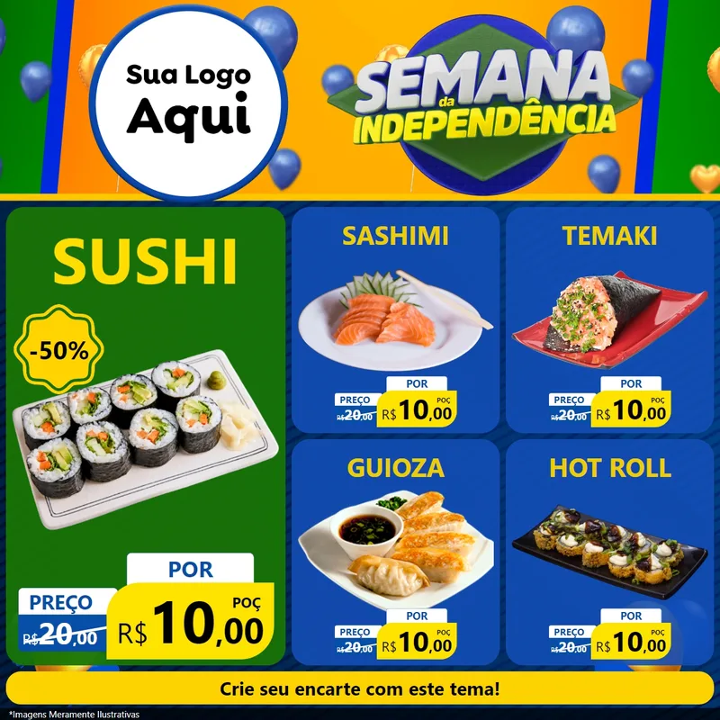 Modelo de Rede Social para Feed Facebook com o tema Semana da Independência para Comida japonesa