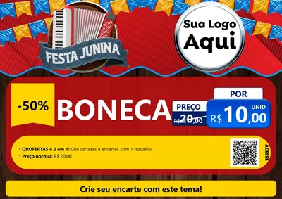 Modelo de Cartaz para Cartaz A4 Horizontal com o tema Festa Junina para Brinquedos