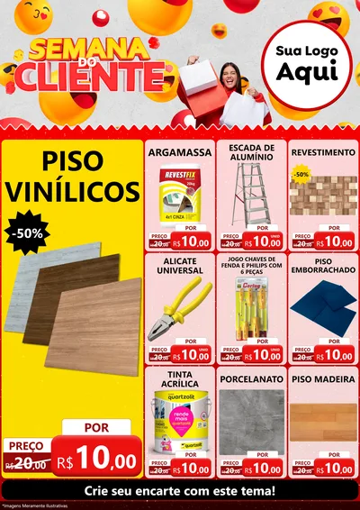 Modelo de Encarte para Encarte A4 Vertical com o tema Semana do Cliente para Material para Construção