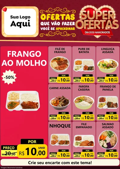 Modelo de Encarte para Encarte A4 Vertical com o tema Dia dos Namorados para Restaurante