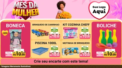 Modelo de TV para TV Horizontal com o tema Mês da Mulher para Brinquedos