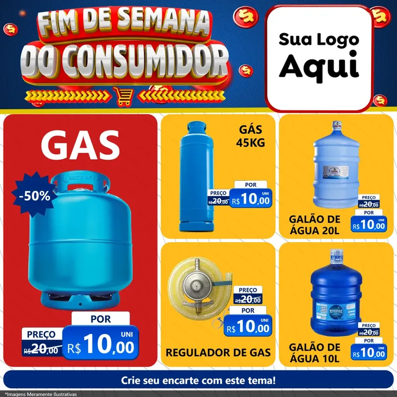 Modelo de Rede Social para Feed Facebook com o tema Fim de Semana do Consumidor para Água e gás