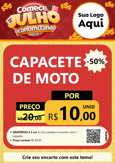 Modelo de Cartaz para Cartaz A4 Vertical com o tema Comece Julho Economizando para Moto peças