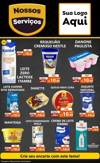 Modelo de Encarte para Encarte Grande com o tema Nossos Serviços para Frios e Laticínios