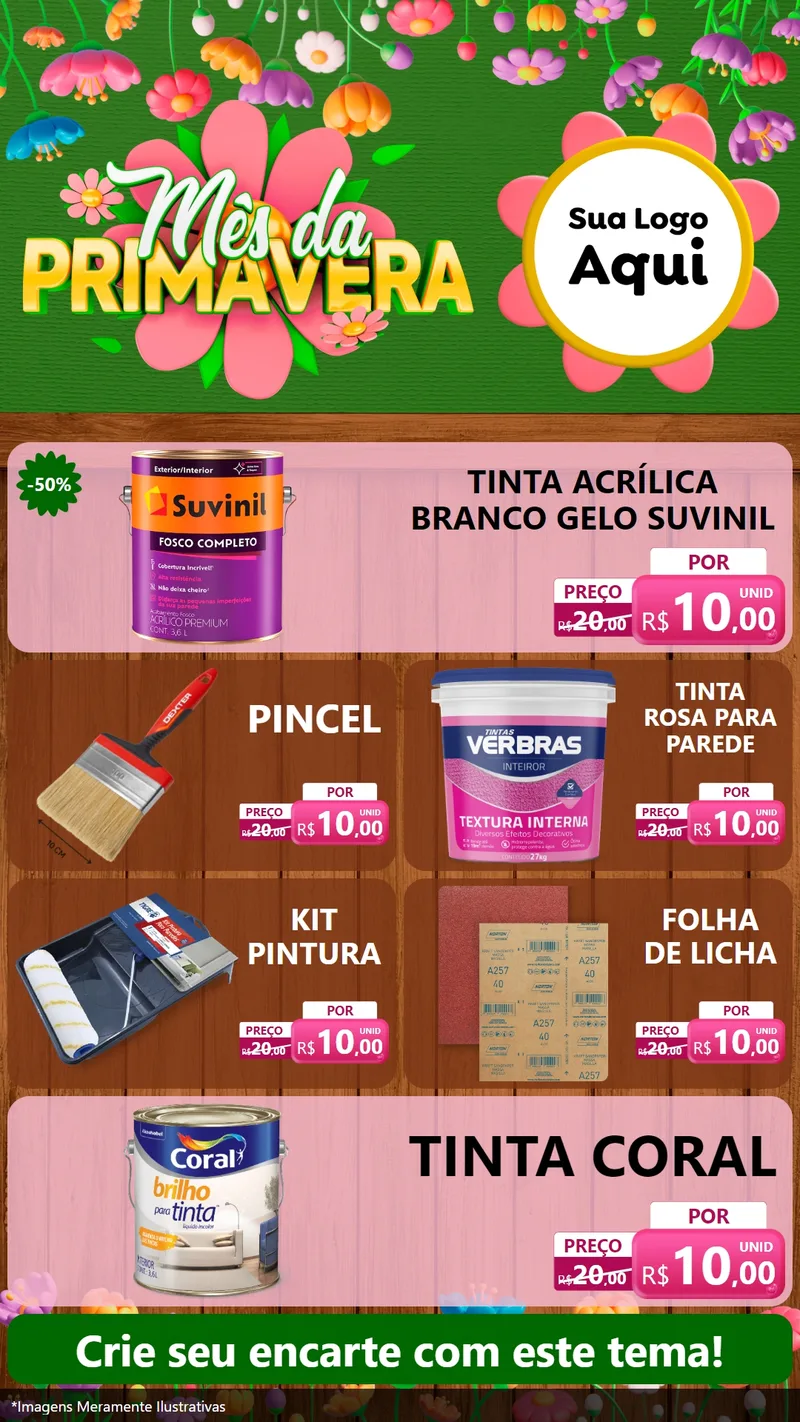 Modelo de TV para TV Vertical com o tema Mês da Primavera para Tintas e Ferramentas