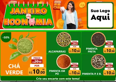 Modelo de Encarte para Encarte A4 Horizontal com o tema Janeiro da Economia para Produtos Naturais