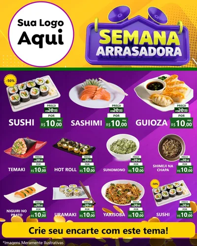 Modelo de Rede Social para Feed Instagram com o tema Semana Arrasadora para Comida japonesa