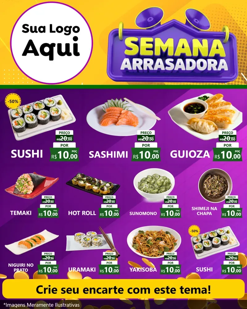 Modelo de Rede Social para Feed Instagram com o tema Semana Arrasadora para Comida japonesa