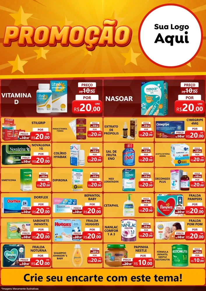 Modelo de Encarte para Encarte A4 Vertical com o tema Promoção para Farmácia