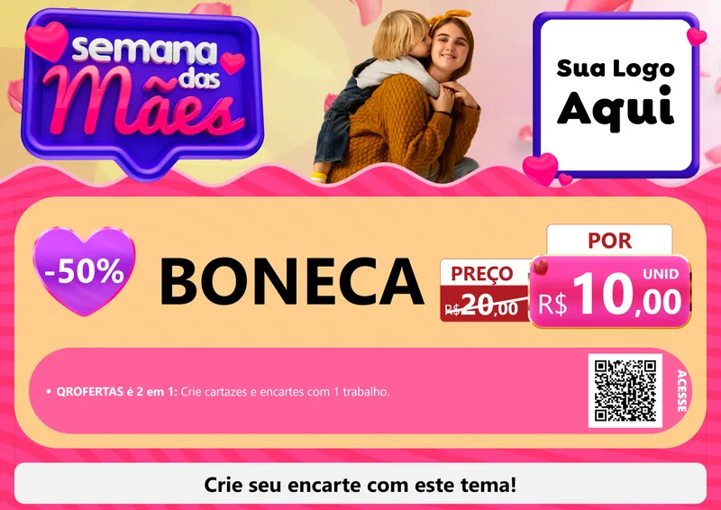 Modelo de Cartaz para Cartaz A4 Horizontal com o tema Semana das Mães para Brinquedos