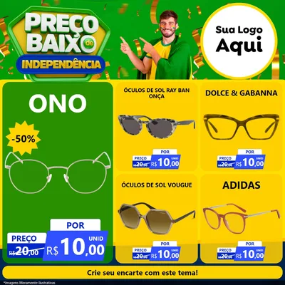 Modelo de Rede Social para Feed Facebook com o tema Preço Baixo de Independência para Óticas
