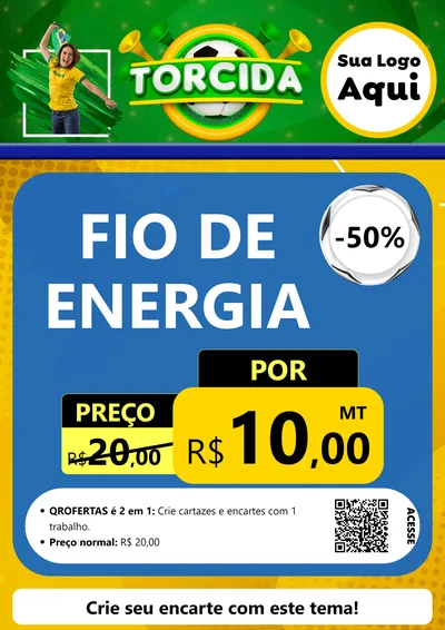 Modelo de Cartaz para Cartaz A4 Vertical com o tema Torcida para Materiais Elétricos