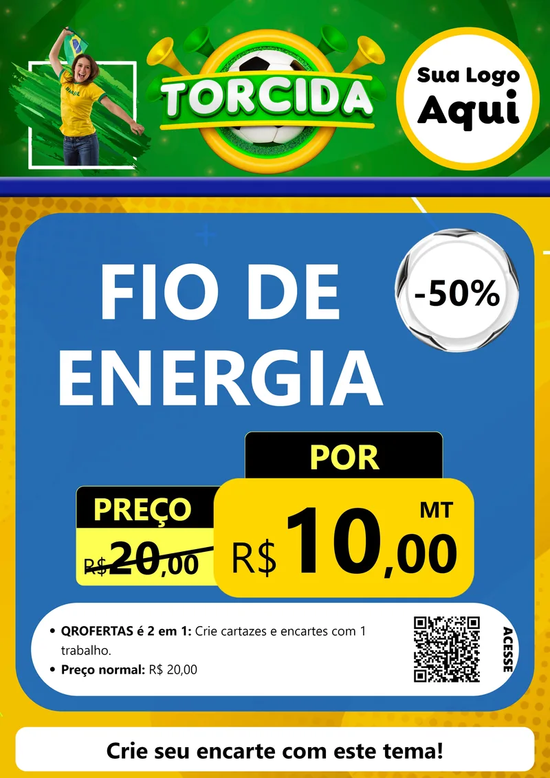 Modelo de Cartaz para Cartaz A4 Vertical com o tema Torcida para Materiais Elétricos
