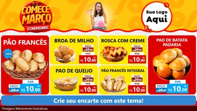 Modelo de TV para TV Horizontal com o tema Comece Março Economizando para Padaria