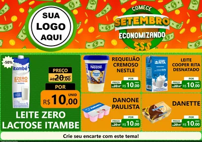 Modelo de Encarte para Encarte A4 Horizontal com o tema Comece Setembro Economizando para Frios e Laticínios