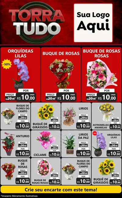 Modelo de Encarte para Encarte Grande com o tema Torra Tudo para Floricultura e jardim