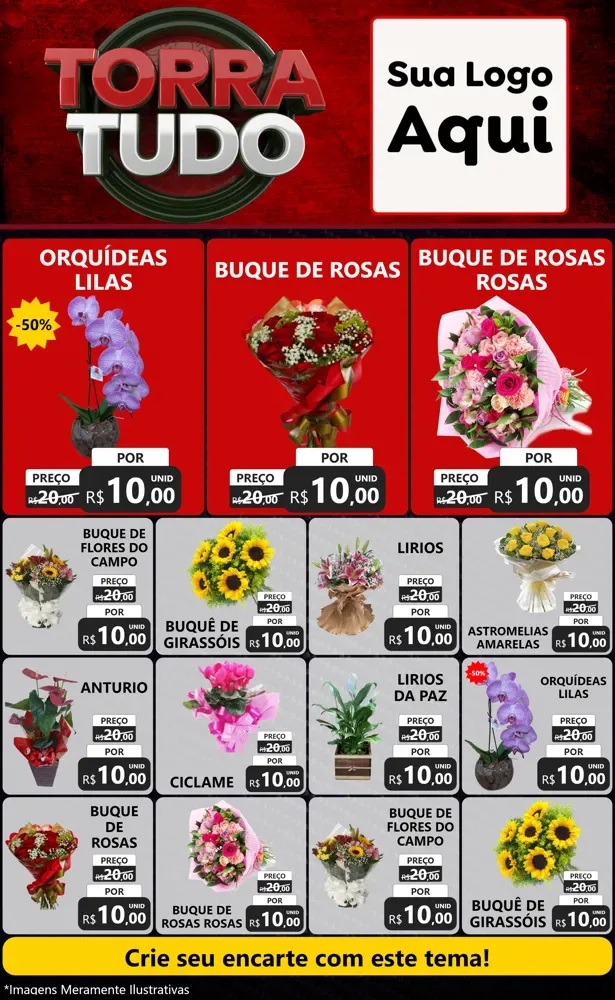 Modelo de Encarte para Encarte Grande com o tema Torra Tudo para Floricultura e jardim