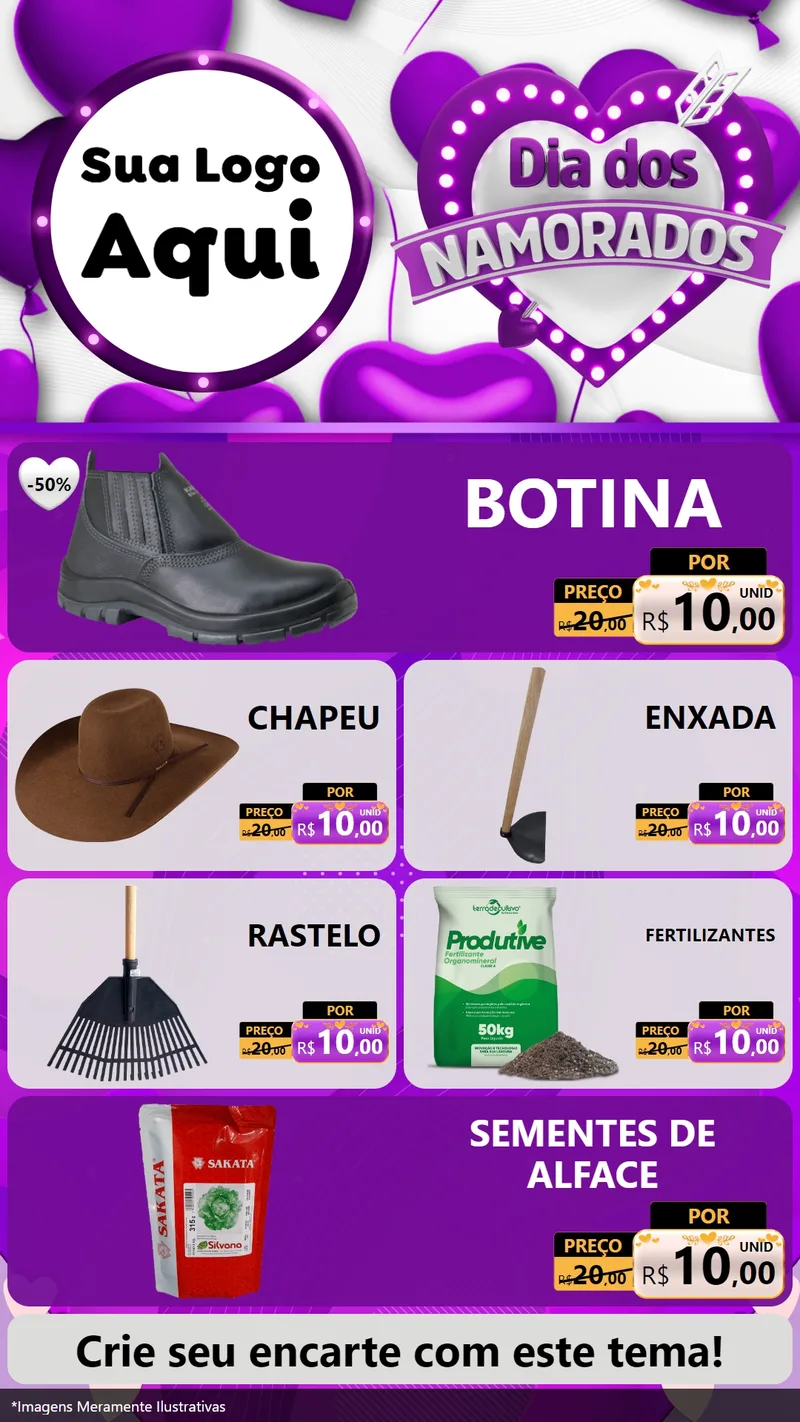 Modelo de TV para TV Vertical com o tema Dia dos Namorados para Agropecuária