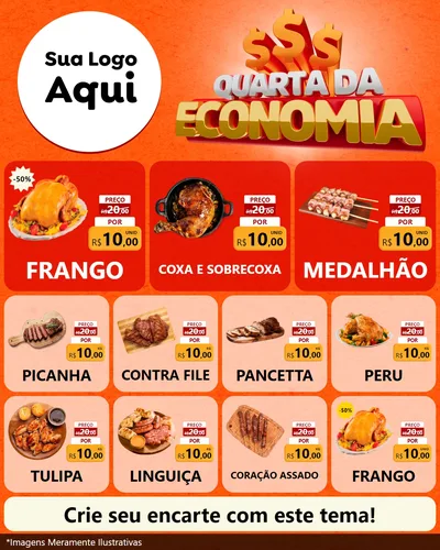 Modelo de Rede Social para Feed Instagram com o tema Quarta da Economia para Assados