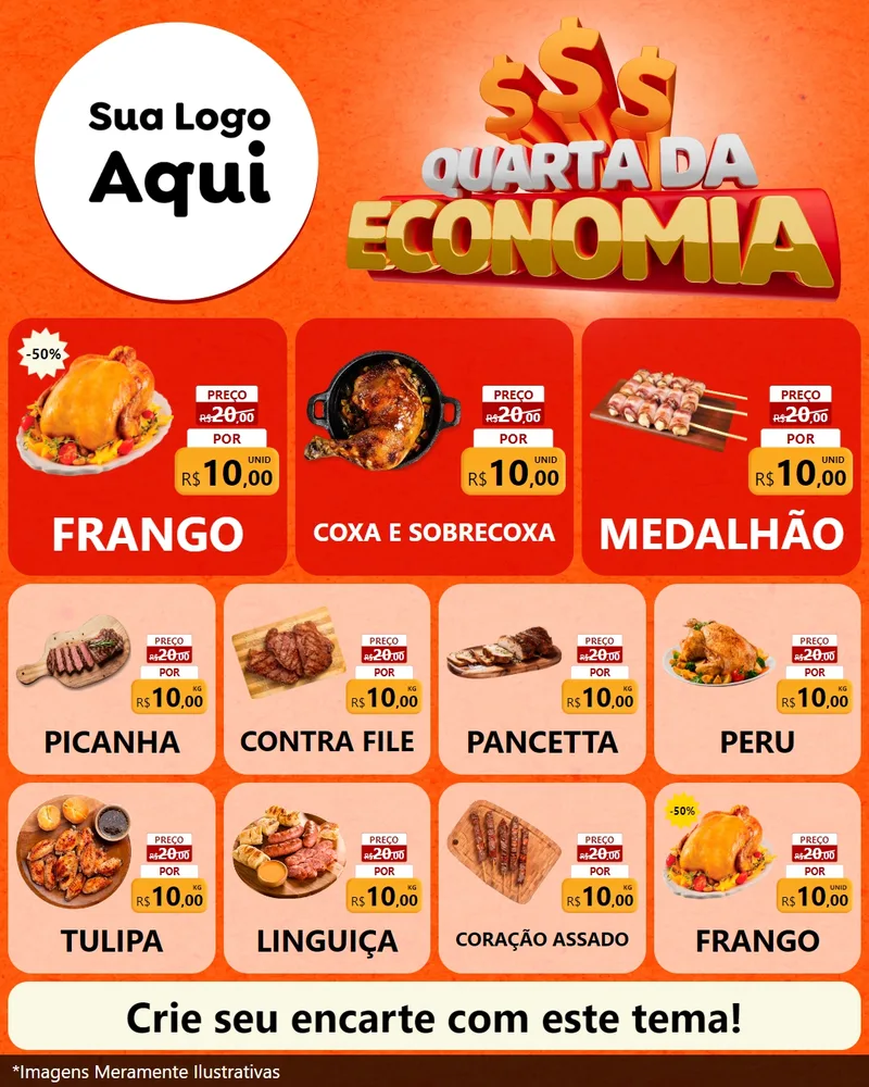 Modelo de Rede Social para Feed Instagram com o tema Quarta da Economia para Assados