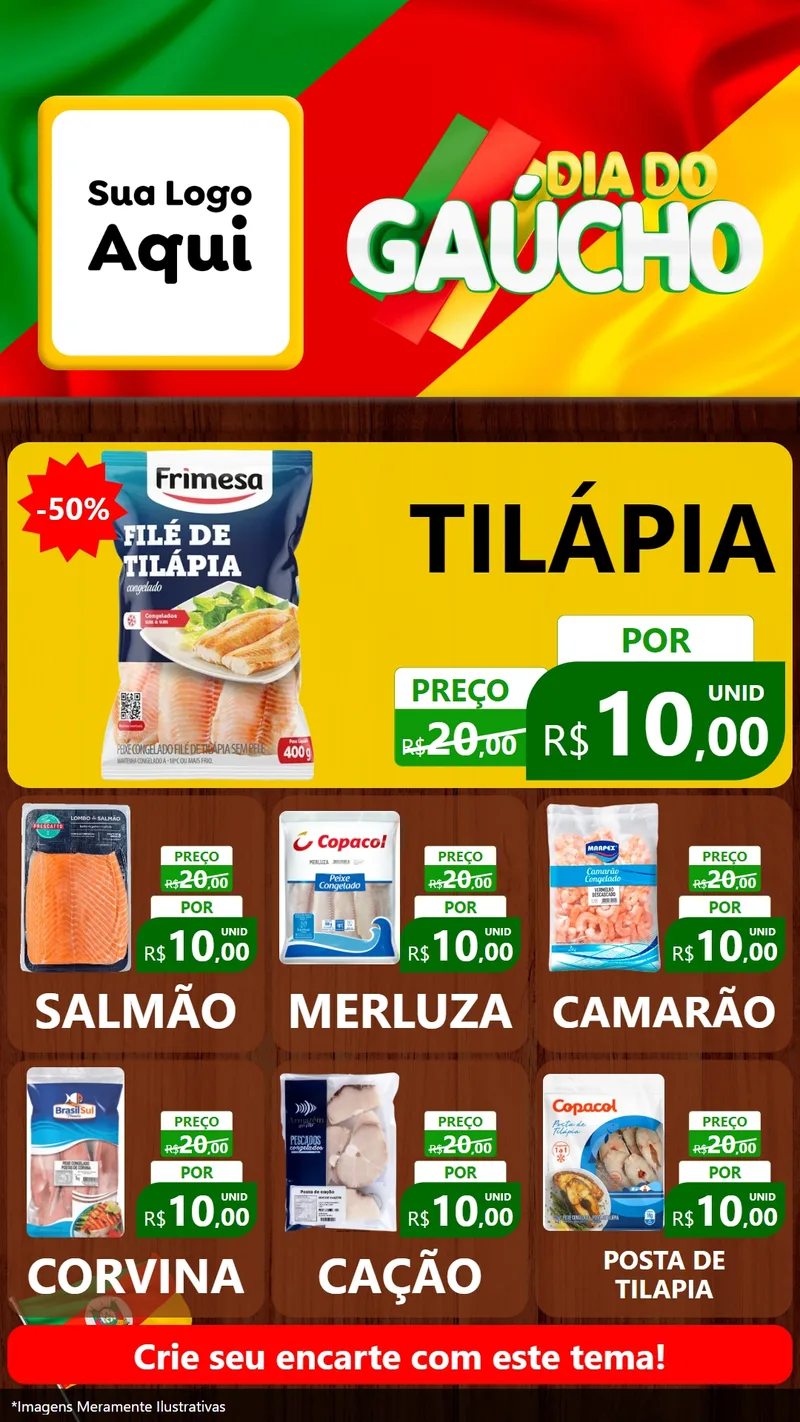 Modelo de Rede Social para Stories com o tema Dia do Gaúcho para Peixaria