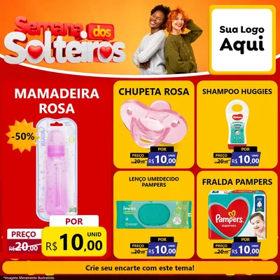 Modelo de Rede Social para Feed Facebook com o tema Semana dos Solteiros para Bebês