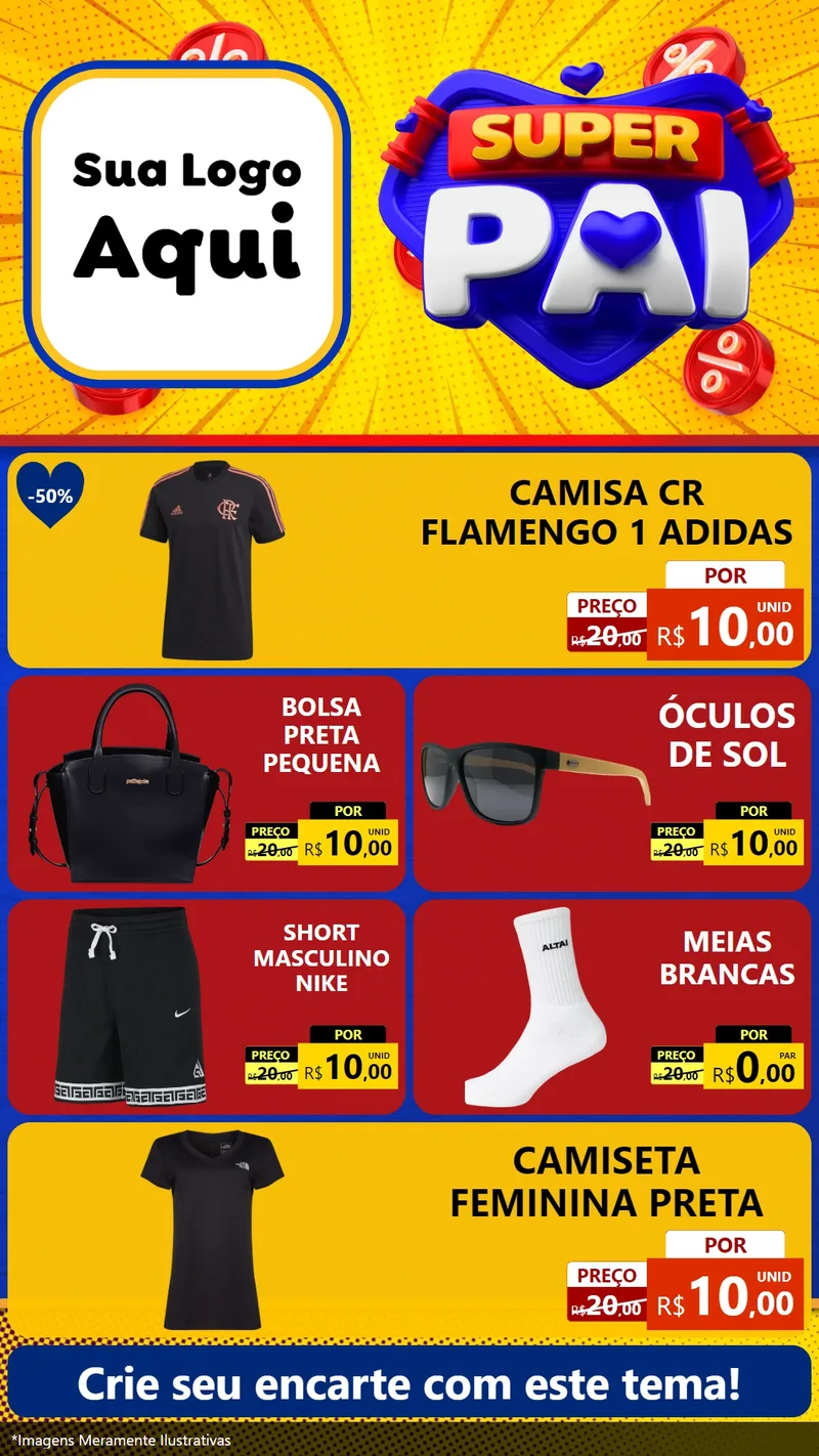 Modelo de TV para TV Vertical com o tema Super Pai para Roupas e acessórios